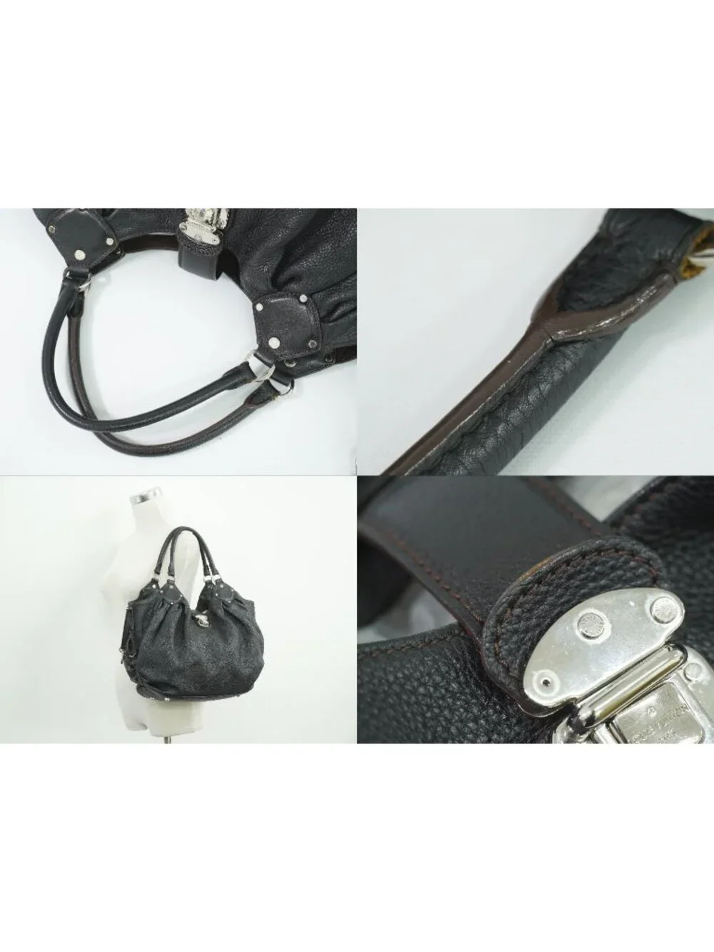 Louis Vuitton LV Mahina Neo L Leather Shoulder Bag Noir Black